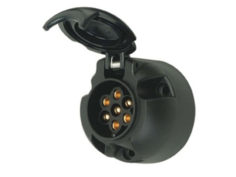 7 Pin 12N Towbar Trailer / Caravan Black Plastic Light Socket